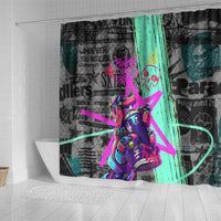 Punk Cheetah Graffiti Shower Curtain with Punk Not Dead Street Art and Neon Jungle Design - Wonder Print Shop