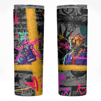 Punk Cheetah Graffiti Skinny Tumbler with Punk Not Dead Street Art and Neon Jungle Design - Wonder Print Shop