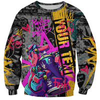 Punk Cheetah Graffiti Sweatshirt with Punk Not Dead Street Art and Neon Jungle Design - Wonder Print Shop