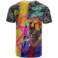 Punk Cheetah Graffiti T Shirt with Punk Not Dead Street Art and Neon Jungle Design - Wonder Print Shop