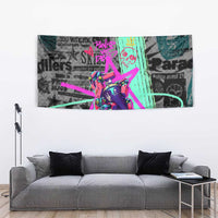 Punk Cheetah Graffiti Tapestry with Punk Not Dead Street Art and Neon Jungle Design - Wonder Print Shop