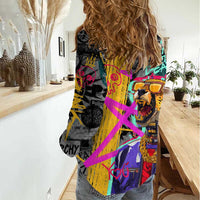 Punk Cheetah Graffiti Women Casual Shirt with Punk Not Dead Street Art and Neon Jungle Design - Wonder Print Shop