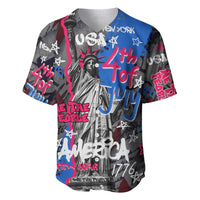 4th of July Graffiti Baseball Jersey with Statue of Liberty and American Independence Street Art Design - Wonder Print Shop