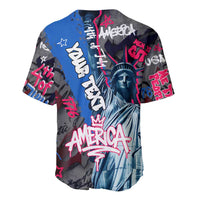 4th of July Graffiti Baseball Jersey with Statue of Liberty and American Independence Street Art Design - Wonder Print Shop