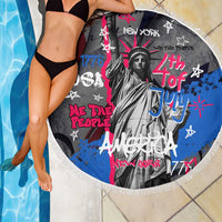4th of July Graffiti Beach Blanket with Statue of Liberty and American Independence Street Art Design - Wonder Print Shop