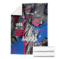 4th of July Graffiti Blanket with Statue of Liberty and American Independence Street Art Design - Wonder Print Shop