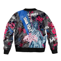 4th of July Graffiti Bomber Jacket with Statue of Liberty and American Independence Street Art Design - Wonder Print Shop