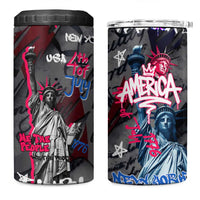 4th of July Graffiti 4 in 1 Can Cooler Tumbler with Statue of Liberty and American Independence Street Art Design - Wonder Print Shop