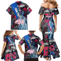 4th of July Graffiti Family Matching Mermaid Dress and Hawaiian Shirt with Statue of Liberty and American Independence Street Art Design - Wonder Print Shop