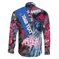 4th of July Graffiti Family Matching Mermaid Dress and Hawaiian Shirt with Statue of Liberty and American Independence Street Art Design - Wonder Print Shop