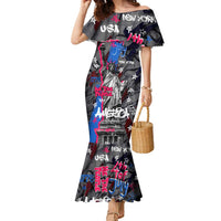 4th of July Graffiti Family Matching Mermaid Dress and Hawaiian Shirt with Statue of Liberty and American Independence Street Art Design - Wonder Print Shop