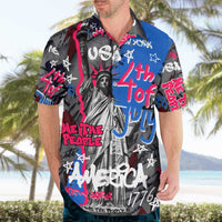 4th of July Graffiti Hawaiian Shirt with Statue of Liberty and American Independence Street Art Design - Wonder Print Shop