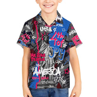 4th of July Graffiti Hawaiian Shirt with Statue of Liberty and American Independence Street Art Design - Wonder Print Shop