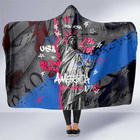 4th of July Graffiti Hooded Blanket with Statue of Liberty and American Independence Street Art Design - Wonder Print Shop