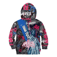 4th of July Graffiti Kid Hoodie with Statue of Liberty and American Independence Street Art Design - Wonder Print Shop