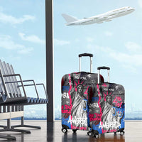 4th of July Graffiti Luggage Cover with Statue of Liberty and American Independence Street Art Design - Wonder Print Shop