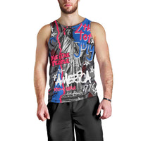 4th of July Graffiti Men Tank Top with Statue of Liberty and American Independence Street Art Design - Wonder Print Shop