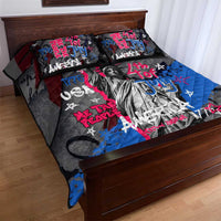 4th of July Graffiti Quilt Bed Set with Statue of Liberty and American Independence Street Art Design - Wonder Print Shop