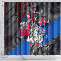 4th of July Graffiti Shower Curtain with Statue of Liberty and American Independence Street Art Design - Wonder Print Shop
