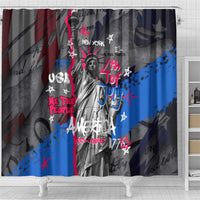 4th of July Graffiti Shower Curtain with Statue of Liberty and American Independence Street Art Design - Wonder Print Shop