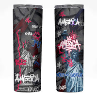 4th of July Graffiti Skinny Tumbler with Statue of Liberty and American Independence Street Art Design - Wonder Print Shop