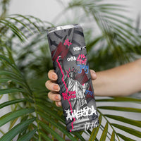 4th of July Graffiti Skinny Tumbler with Statue of Liberty and American Independence Street Art Design - Wonder Print Shop