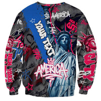 4th of July Graffiti Sweatshirt with Statue of Liberty and American Independence Street Art Design - Wonder Print Shop