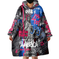 4th of July Graffiti Wearable Blanket Hoodie with Statue of Liberty and American Independence Street Art Design - Wonder Print Shop