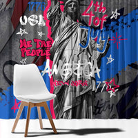 4th of July Graffiti Window Curtain with Statue of Liberty and American Independence Street Art Design - Wonder Print Shop