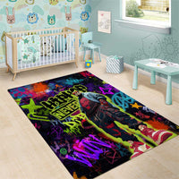 Graffiti Hip Hop Area Rug with Neon Bear and Street Artist Panda Design - Wonder Print Shop
