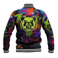 Graffiti Hip Hop Baseball Jacket with Neon Bear and Street Artist Panda Design - Wonder Print Shop