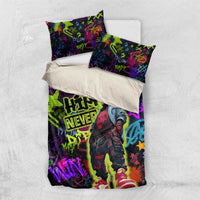 Graffiti Hip Hop Bedding Set with Neon Bear and Street Artist Panda Design - Wonder Print Shop
