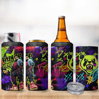 Graffiti Hip Hop 4 in 1 Can Cooler Tumbler with Neon Bear and Street Artist Panda Design - Wonder Print Shop