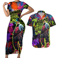 Graffiti Hip Hop Couples Matching Short Sleeve Bodycon Dress and Hawaiian Shirt with Neon Bear and Street Artist Panda Design - Wonder Print Shop