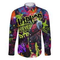 Graffiti Hip Hop Family Matching Off The Shoulder Long Sleeve Dress and Hawaiian Shirt with Neon Bear and Street Artist Panda Design - Wonder Print Shop