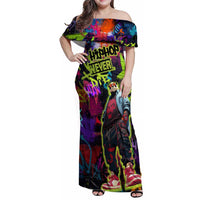 Graffiti Hip Hop Family Matching Off Shoulder Maxi Dress and Hawaiian Shirt with Neon Bear and Street Artist Panda Design - Wonder Print Shop