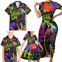 Graffiti Hip Hop Family Matching Short Sleeve Bodycon Dress and Hawaiian Shirt with Neon Bear and Street Artist Panda Design - Wonder Print Shop