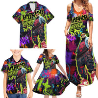 Graffiti Hip Hop Family Matching Summer Maxi Dress and Hawaiian Shirt with Neon Bear and Street Artist Panda Design - Wonder Print Shop