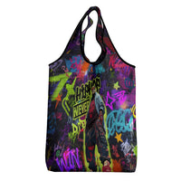 Graffiti Hip Hop Grocery Bag with Neon Bear and Street Artist Panda Design - Wonder Print Shop