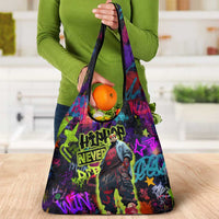 Graffiti Hip Hop Grocery Bag with Neon Bear and Street Artist Panda Design - Wonder Print Shop