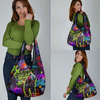 Graffiti Hip Hop Grocery Bag with Neon Bear and Street Artist Panda Design - Wonder Print Shop