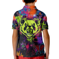 Graffiti Hip Hop Kid Polo Shirt with Neon Bear and Street Artist Panda Design - Wonder Print Shop