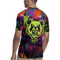 Graffiti Hip Hop Rugby Jersey with Neon Bear and Street Artist Panda Design - Wonder Print Shop