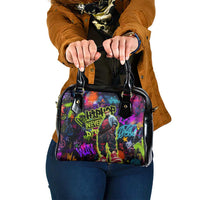 Graffiti Hip Hop Shoulder Handbag with Neon Bear and Street Artist Panda Design - Wonder Print Shop