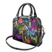 Graffiti Hip Hop Shoulder Handbag with Neon Bear and Street Artist Panda Design - Wonder Print Shop