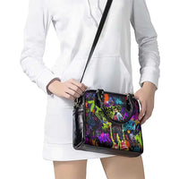 Graffiti Hip Hop Shoulder Handbag with Neon Bear and Street Artist Panda Design - Wonder Print Shop