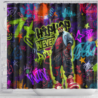 Graffiti Hip Hop Shower Curtain with Neon Bear and Street Artist Panda Design - Wonder Print Shop