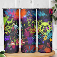 Graffiti Hip Hop Skinny Tumbler with Neon Bear and Street Artist Panda Design - Wonder Print Shop
