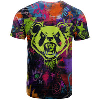 Graffiti Hip Hop T Shirt with Neon Bear and Street Artist Panda Design - Wonder Print Shop
