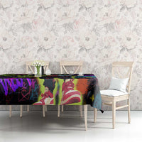 Graffiti Hip Hop Tablecloth with Neon Bear and Street Artist Panda Design - Wonder Print Shop